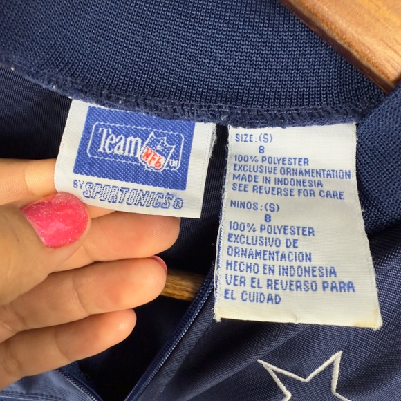 TEAM NFL COWBOYS BY SPORTONICS kids t-short full zipper embroidered logo size 8 - Picture 10 of 11